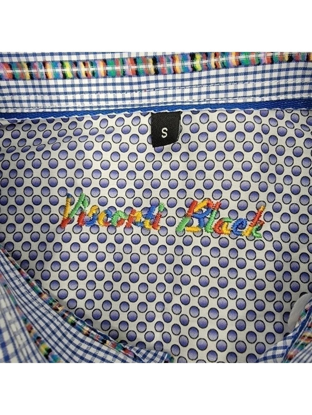NWT Luchiano Visconti Black Mens S Striped Rainbow Button Up Shirt Long Sleeve - Picture 2 of 12